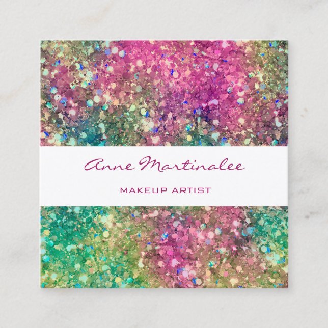 Abstract Glitter Glitz Square Business Card (Front)