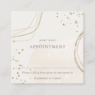 Abstract Glitter Ivory Gold Appointment Reminder Square Business Card