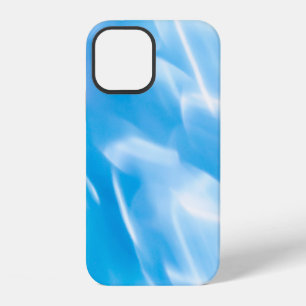 Abstract glitter lights on blue background. Round iPhone 12 Case