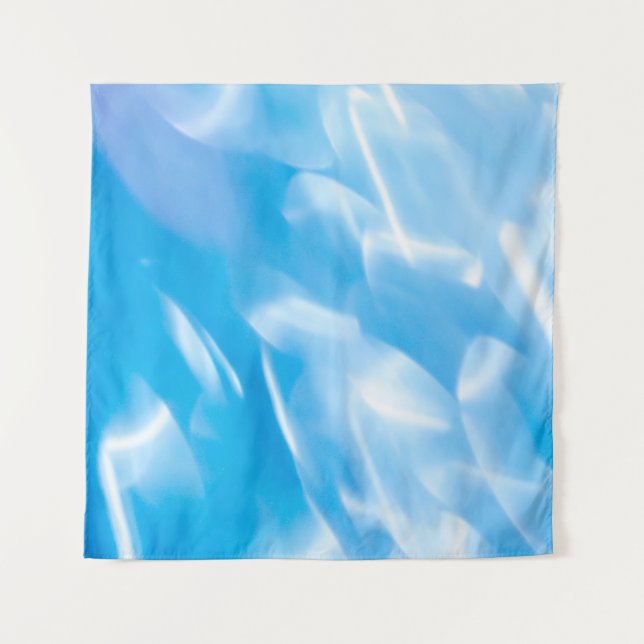 Abstract glitter lights on blue background. Round  Tapestry (Front)