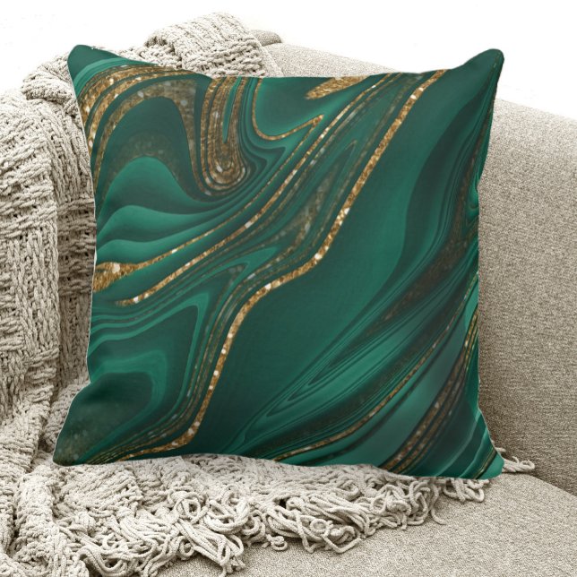 Abstract Glitter Strata Green ID903  Throw Pillow (Creator Uploaded)