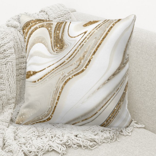 Abstract Glitter Strata Ivory ID903  Throw Pillow (Creator Uploaded)