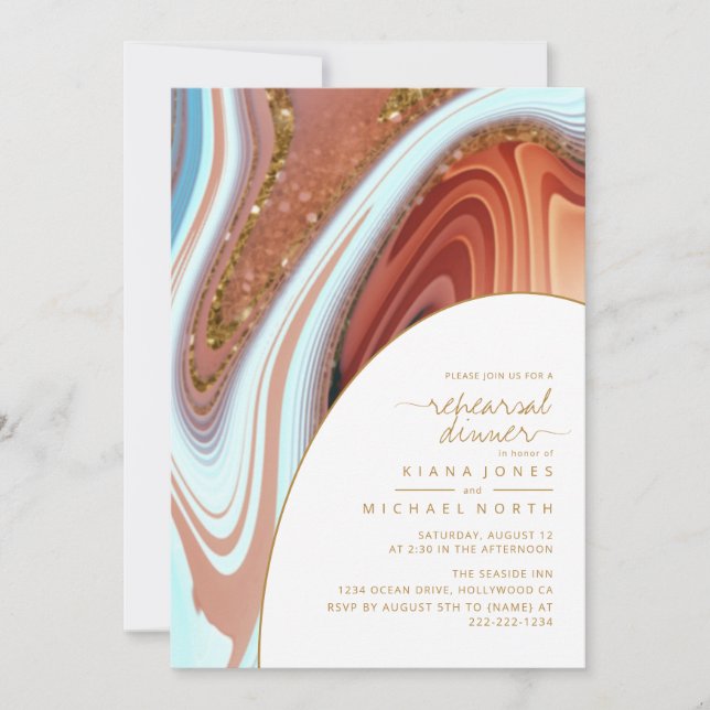 Abstract Glitter Strata Rehearsal Dinner Wht ID903 (Front)