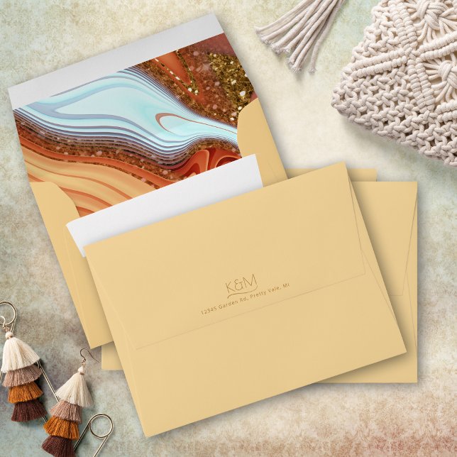 Abstract Glitter Strata Wedding Butter ID903 Envelope (Interior/Back In Situ)