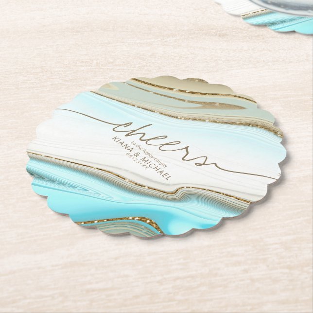 Abstract Glitter Strata Wedding Cheers ID903 Paper Coaster (Angled)