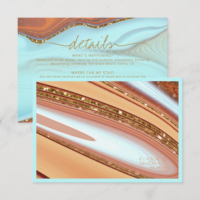 Abstract Glitter Strata Wedding Details SB ID903  Enclosure Card (Front/Back)