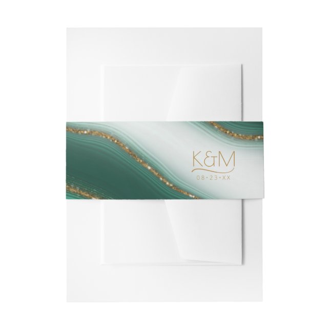 Abstract Glitter Strata Wedding Green ID903  Invitation Belly Band (Front Example)