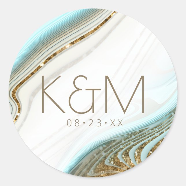 Abstract Glitter Strata Wedding ID903 Classic Round Sticker (Front)