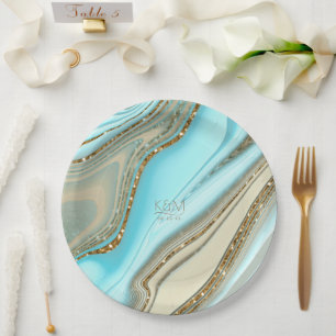 Abstract Glitter Strata Wedding ID903 Paper Plate