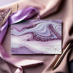 Abstract Glitter Strata Wedding Lilac ID903 Guest Book