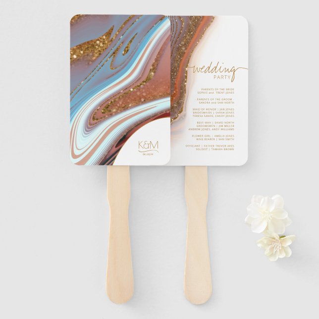 Abstract Glitter Strata Wedding Party SW ID903 Hand Fan (Front and Back)