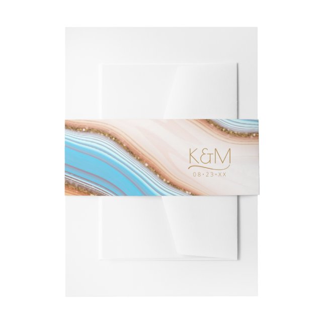 Abstract Glitter Strata Wedding SW ID903 Invitation Belly Band (Front Example)