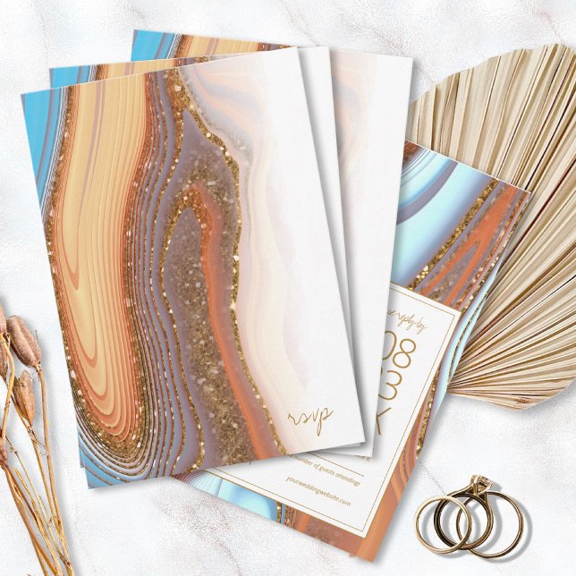 Abstract Glitter Strata Wedding SW ID903 RSVP Card (Creator Uploaded)