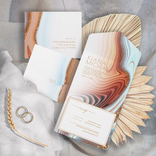 Abstract Glitter Strata Wedding SW Wht ID903 All In One Invitation