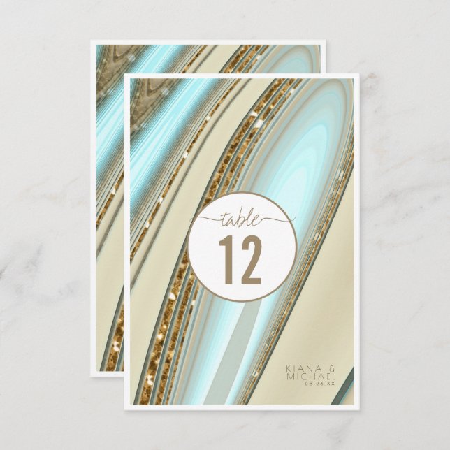 Abstract Glitter Strata Wedding Table Number ID903 (Front/Back)