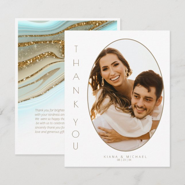 Abstract Glitter Strata Wedding Thank You ID903 Card (Front/Back)