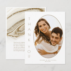 Abstract Glitter Strata Wedding Thank You Iv ID903 Card