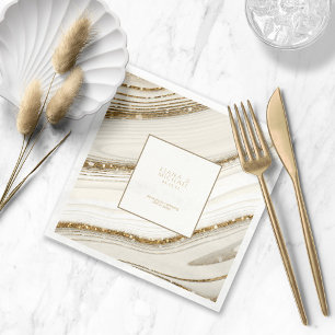 Abstract Glitter Strata Wedding Thank You Iv ID903 Napkin