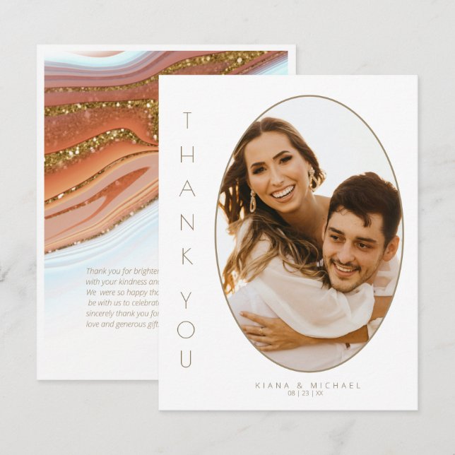 Abstract Glitter Strata Wedding Thank You SW ID903 Card (Front/Back)