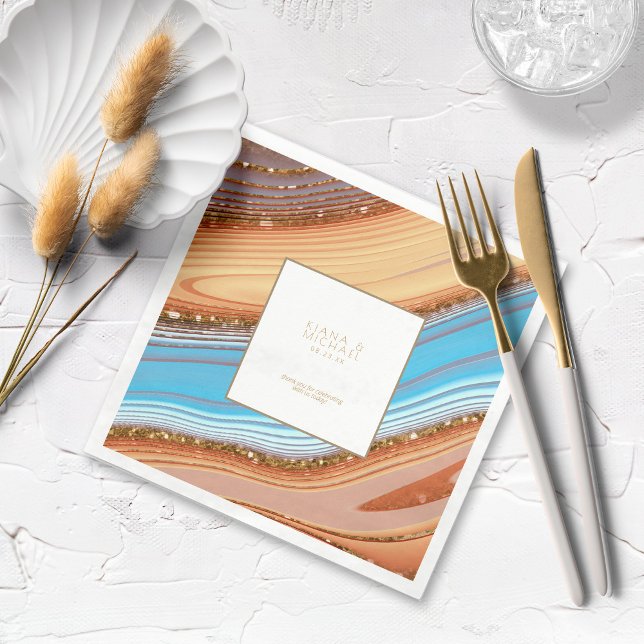 Abstract Glitter Strata Wedding Thank You SW ID903 Napkin (Creator Uploaded)