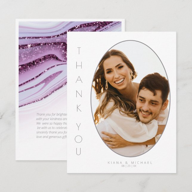 Abstract Glitter Strata Wedding Thank You Wt ID903 Card (Front/Back)