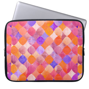 Abstract glitter watercolor geometric pattern laptop sleeve