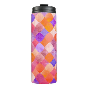 Abstract glitter watercolor geometric pattern thermal tumbler