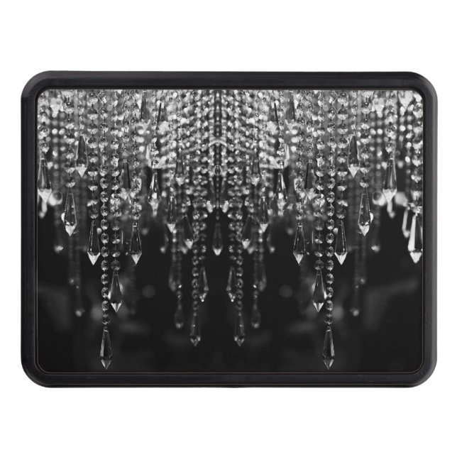 Abstract Glittering Bokeh Black White Decor Trailer Hitch Cover (Front)