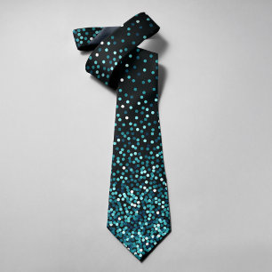 Abstract Glitters Falling On Black Background Tie