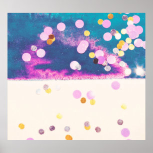 Abstract Glittery Blue Watercolor Splash Poster
