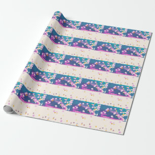 Abstract Glittery Blue Watercolor Splash Wrapping Paper