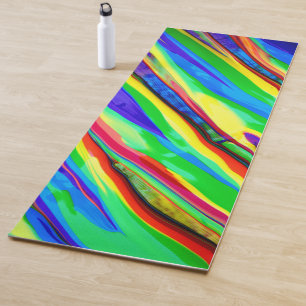 Abstract Glossy Rainbow Paint Yoga Mat