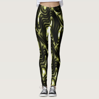 Abstract Glowing Dark Green Alien Pattern Leggings