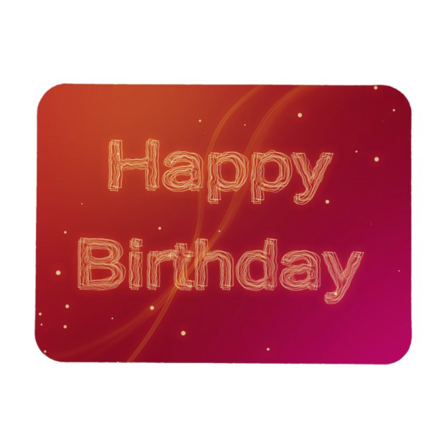 Abstract Glowing Happy Birthday - Flexible Magnet (Horizontal)
