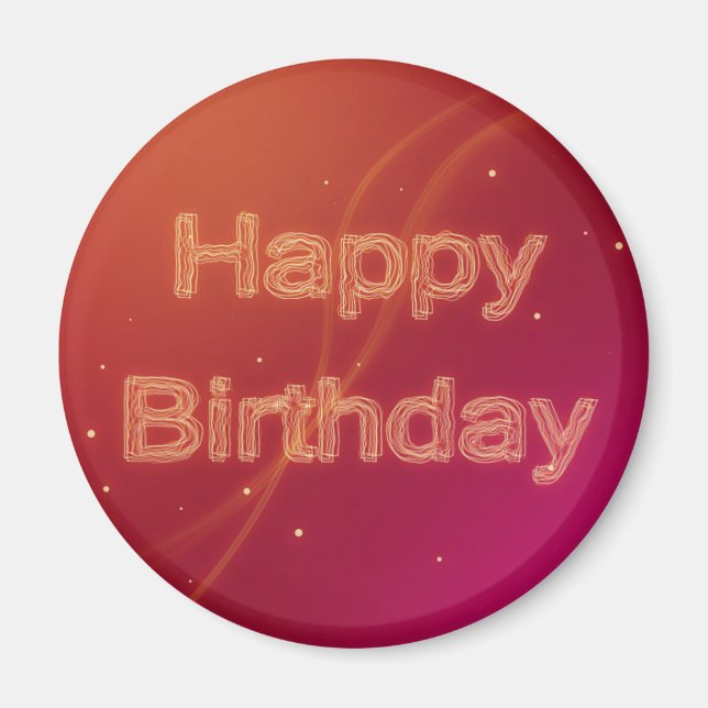 Abstract Glowing Happy Birthday - Magnet (Front)