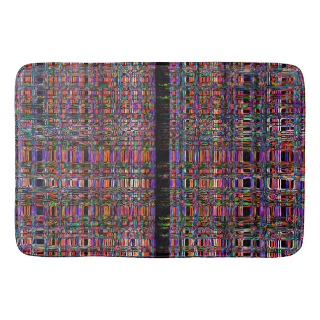 Abstract glowing neon lines pattern bath mat (Front)