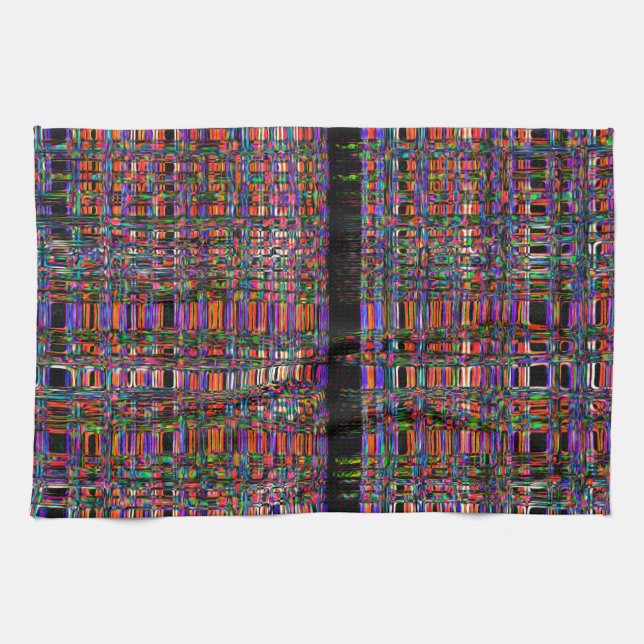 Abstract glowing neon lines pattern kitchen towel (Horizontal)