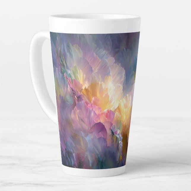 Abstract glowing pastel floral composition latte mug (Left Angle)