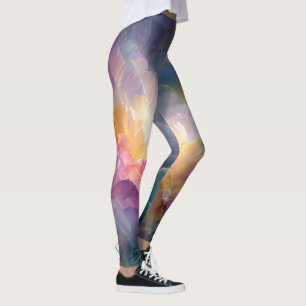 Abstract glowing pastel floral composition leggings