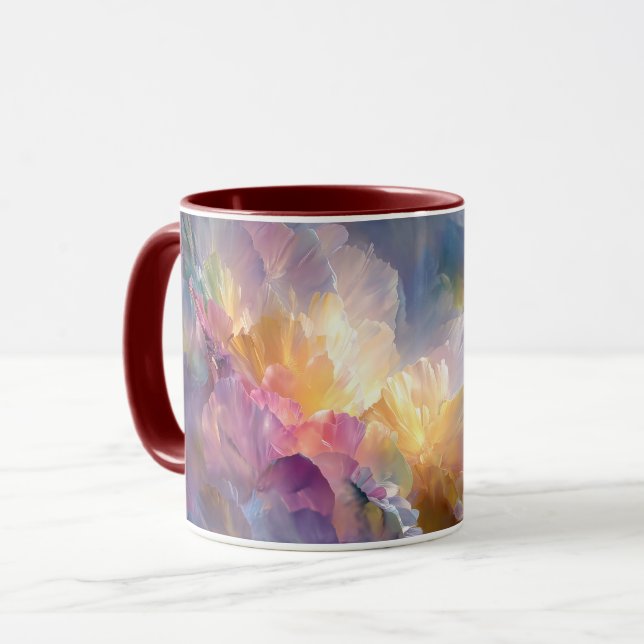 Abstract glowing pastel floral composition mug (Front Left)