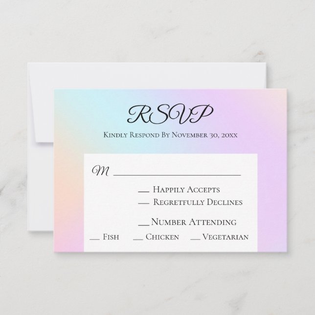 *~* Abstract Glowing Pastel Gradient Watercolor RSVP Card (Front)