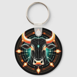 Abstract Glowing Taurus Illustration Keychain