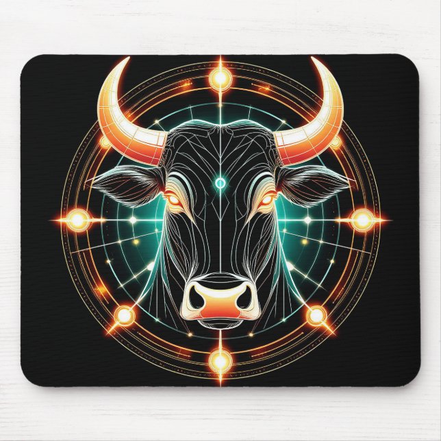 Abstract Glowing Taurus Illustration Mouse Pad (Front)