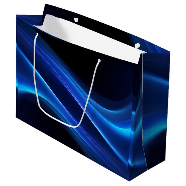 Abstract Glowing Wave Light Background | Modern Large Gift Bag (Front Angled)