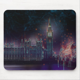 abstract glowing Westimnster at night Mouse Pad