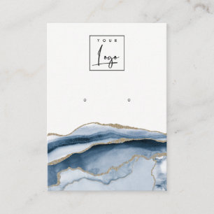 Abstract Gold Adage Navy Stud Earring Logo Display Business Card