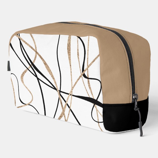 Abstract Gold and Black Lines Dopp Kit (Right Corner)
