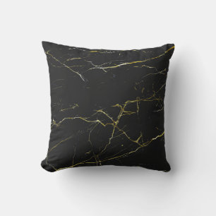 Abstract Gold and Black Marble Throw Pillow