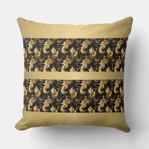 Abstract Gold and Black Throw Pillow