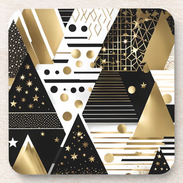 abstract gold and black triangles coaster (Front)